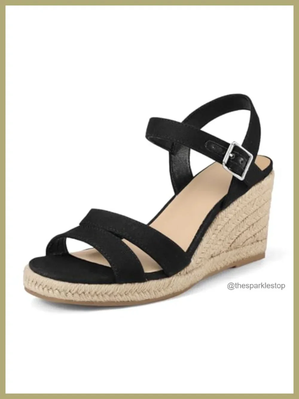 Espadrille Wedge Sandals Square Toe Ankle Strap Summer Dressy